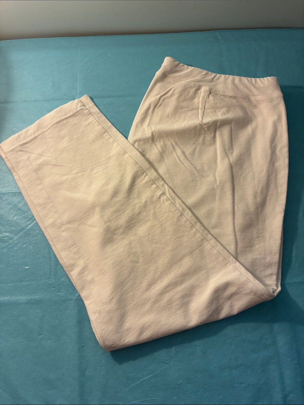 Eileen Fisher Pull On Jersey Knit Stetch Cropped Pants White Womens Size Large
